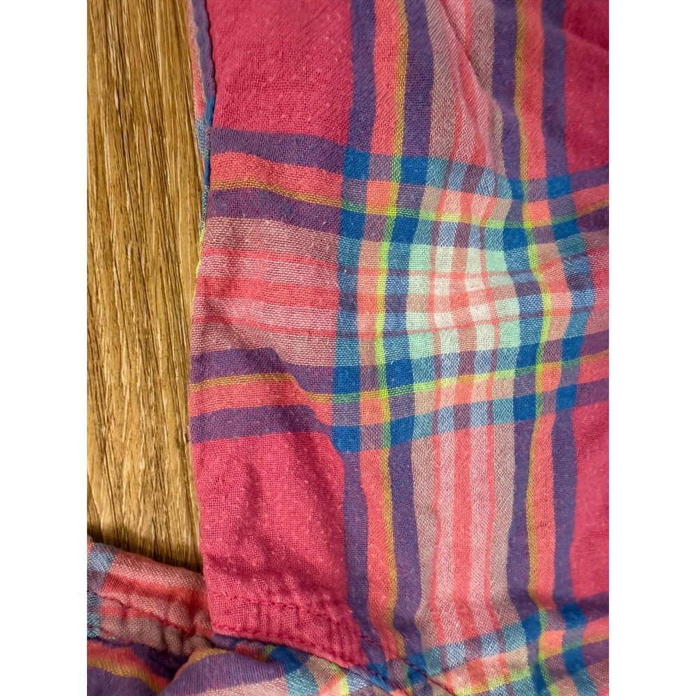 Hollister Preppy Coastal Y2K Gingham Plaid Button Down Shirt Women L Pink Blue - Picture 5 of 11